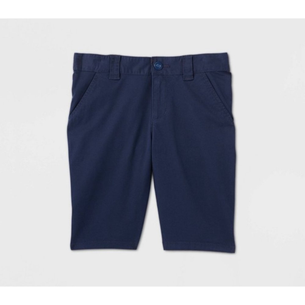 Girls' Flat Front Stretch Uniform Shorts - Cat & Jack™ Navy Blue NEW WITH TAGS